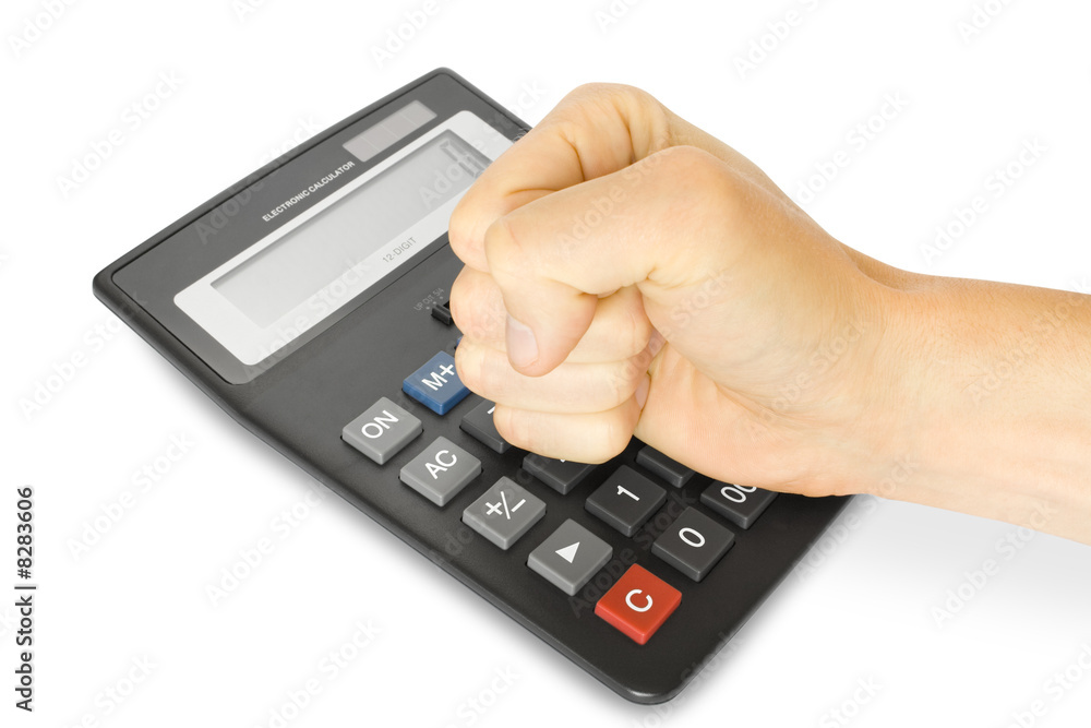 hand with office calculator