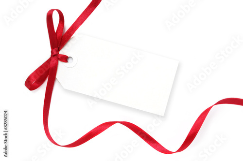 Blank Tag with Red Ribbon