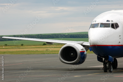 landing airplane in airport