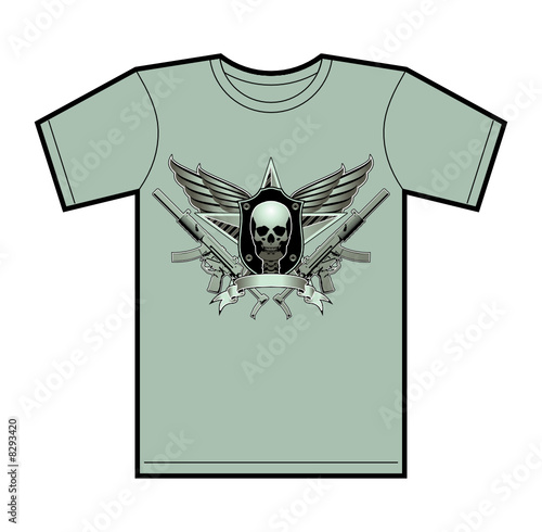 T-Shirt design featuring a military skull insignia.