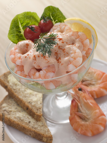 Prawn Cocktail in a glass with Brown Bread photo