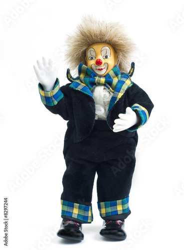 An isolated clown doll on a white background