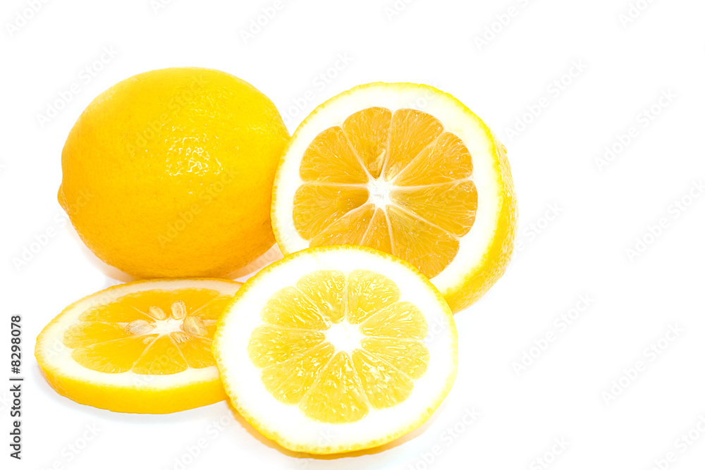 Yellow Meyer Lemons on White Background