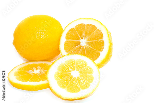 Yellow Meyer Lemons on White Background photo