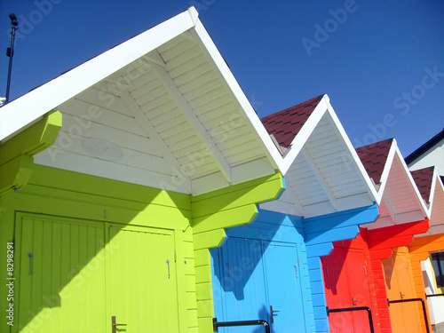 Colorful seaside beach chalets