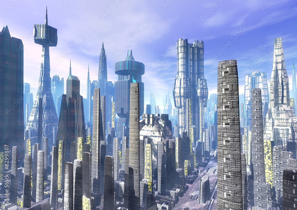 Obraz premium City futuristic landscape