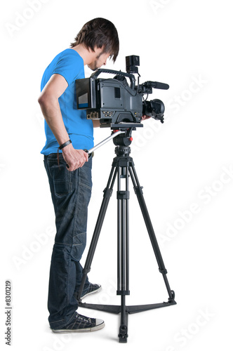 Cameraman, isolated on white background
