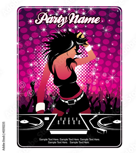 Template flyer  with girl & party