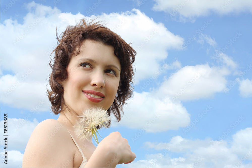 beautiful woman under blue sky beautiful woman under blue sky