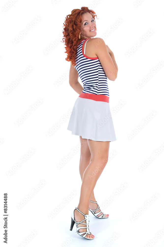 Naklejka premium Beautiful woman with stripped vest