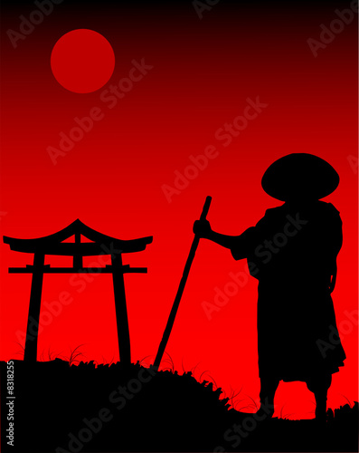 Chinese silhouette in the night.