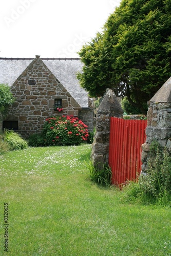 maison,bretonne,bretagne,rouge,hortensia photo