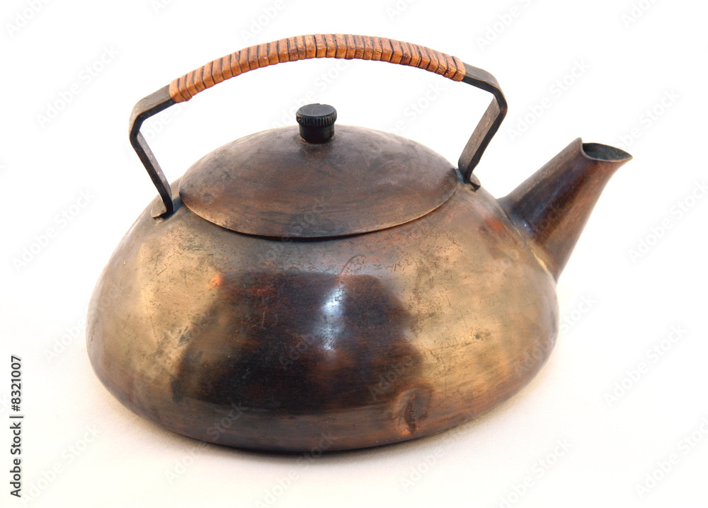 antique tea pot on a white background