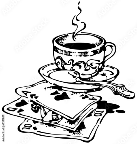 Cup of Coffee and Playing Cards_Black