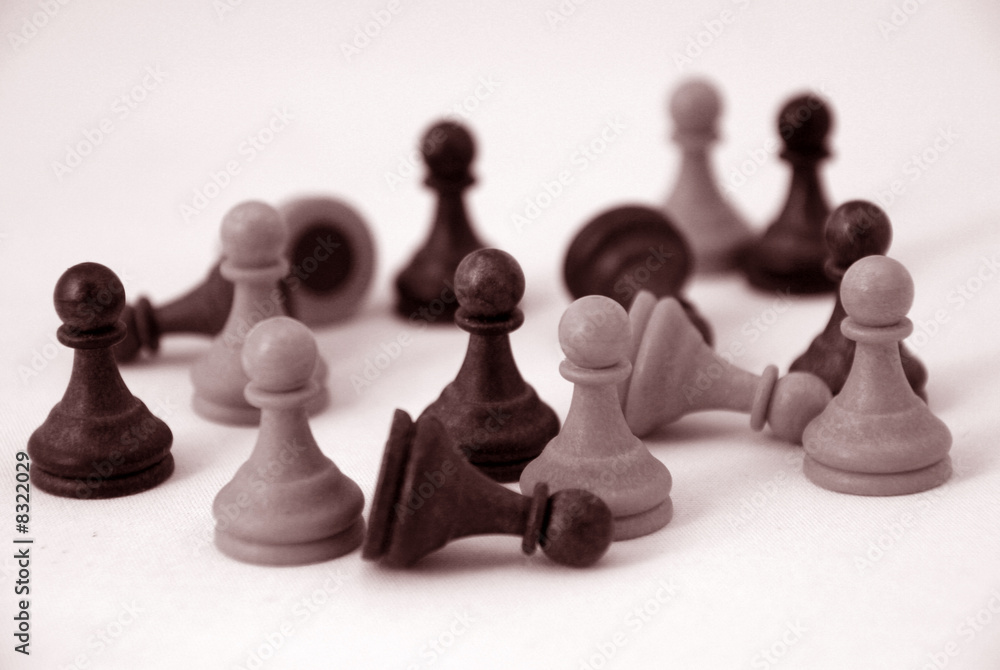 pawns standing and fallen pawns standing and fallen