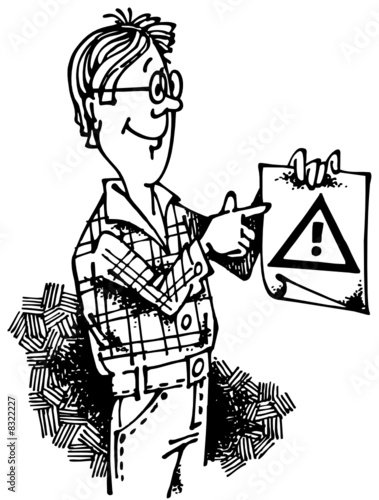 Man with Attention Sign_01_Black
