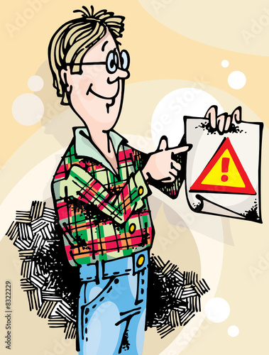 Man with Attention Sign_01
