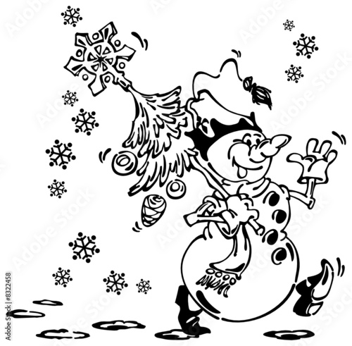 Snowman and Christmas Tree_Black