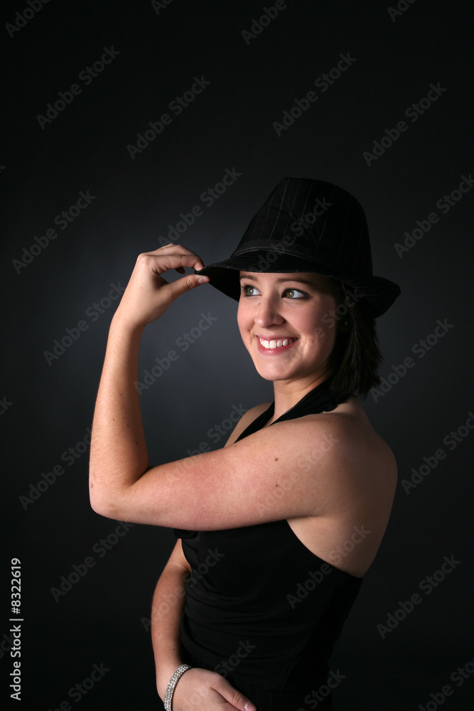 cute teen in black dress and hat cute teen in black dress and hat