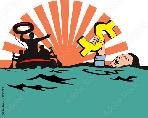 Man sinking in debt