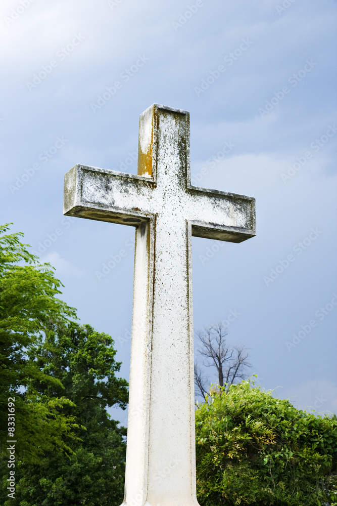 Cross in graveyard.
