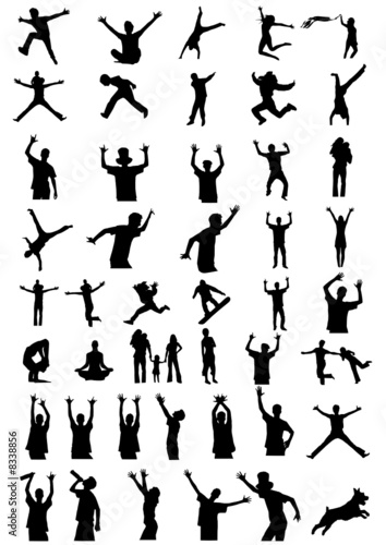 A lot of silouettes of people having fun