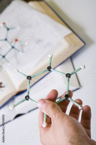 Benzene ring and sugar model on chemistry book