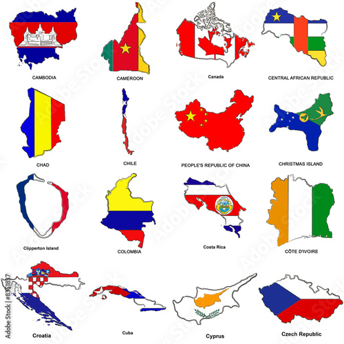 world flag map sketches collection 03 photo