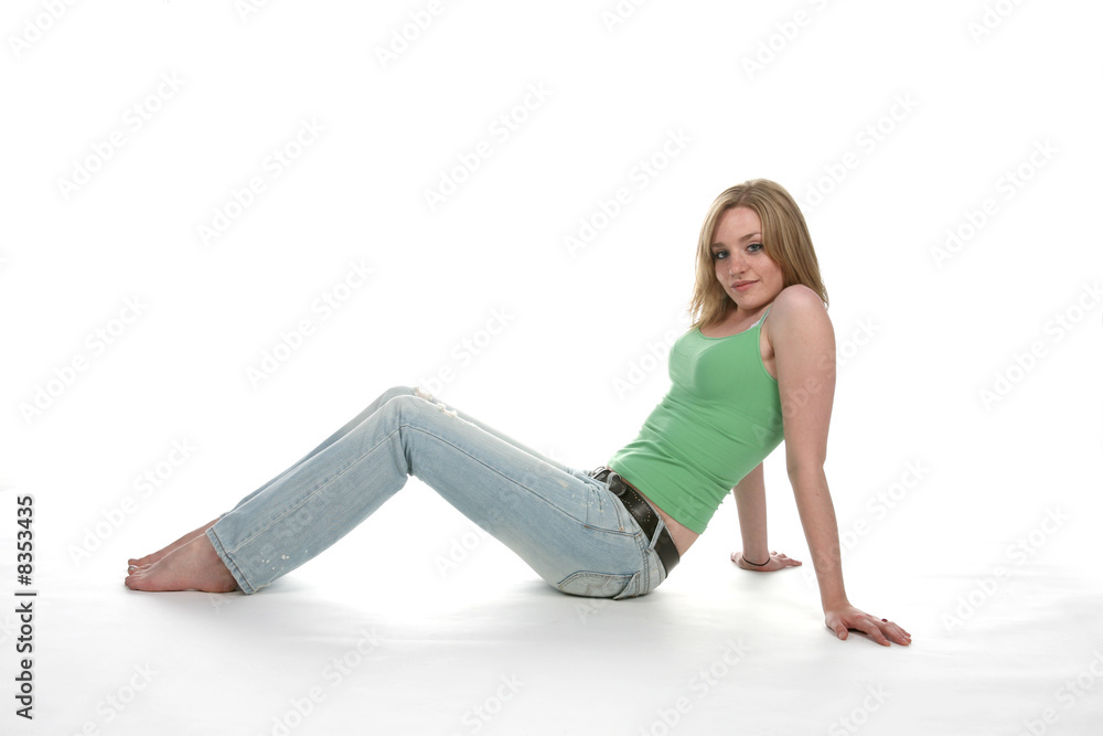 woman sitting and leaning back on her arms woman sitting and leaning back on her arms