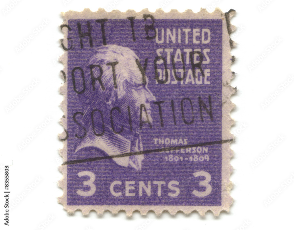 Obraz premium old postage stamp from USA 3 cent