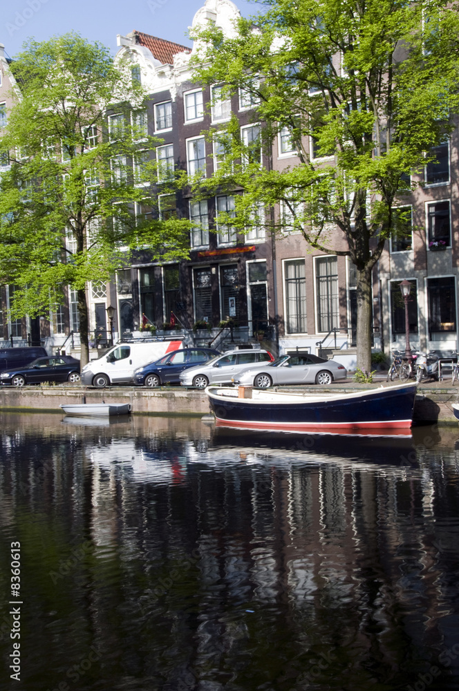 canal with boats and homes amsterdam holland