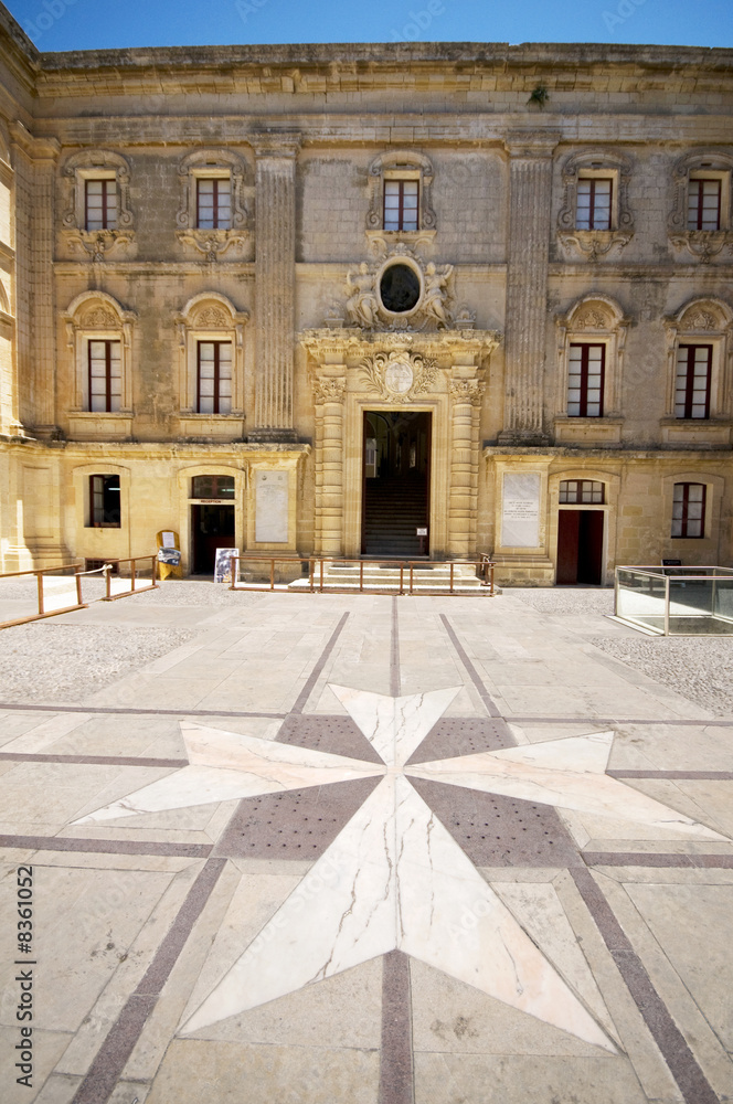 interior courtyard vilhena palace tile maltese cross mdina malta