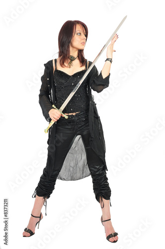 assassin woman check sword