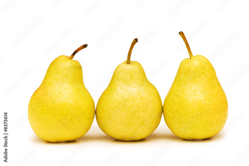 Three yellow pears isolated on the white Three yellow pears isolated on the white
