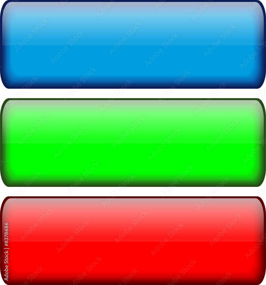 Glassy Rectangular Buttons (red, green & blue) Glassy Rectangular Buttons (red, green & blue)