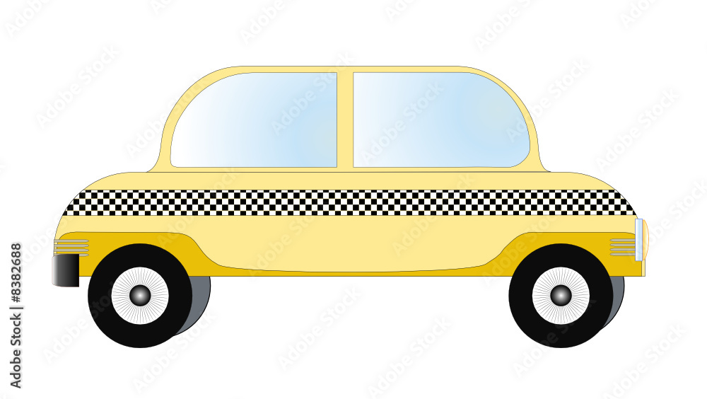 Fototapeta premium Yellow cab, taxi illustration