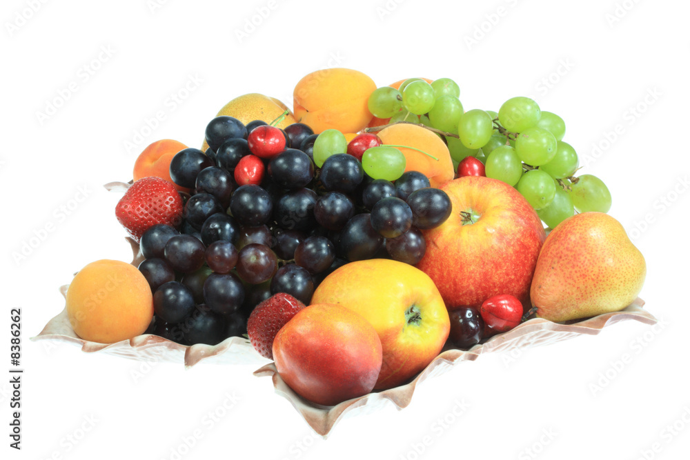 Fruits on white.