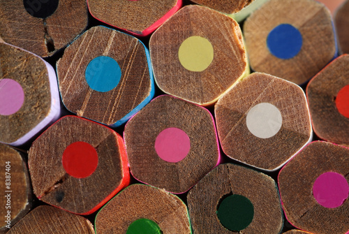 rainbow of pencil crayons - macro