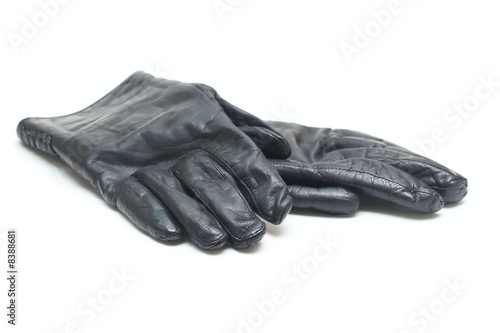 Black Winter gloves isolated on white