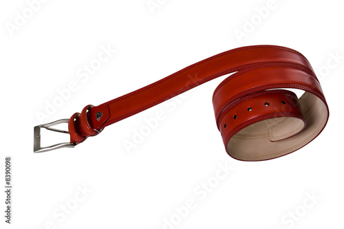 convolute in spiral red belt with buckle