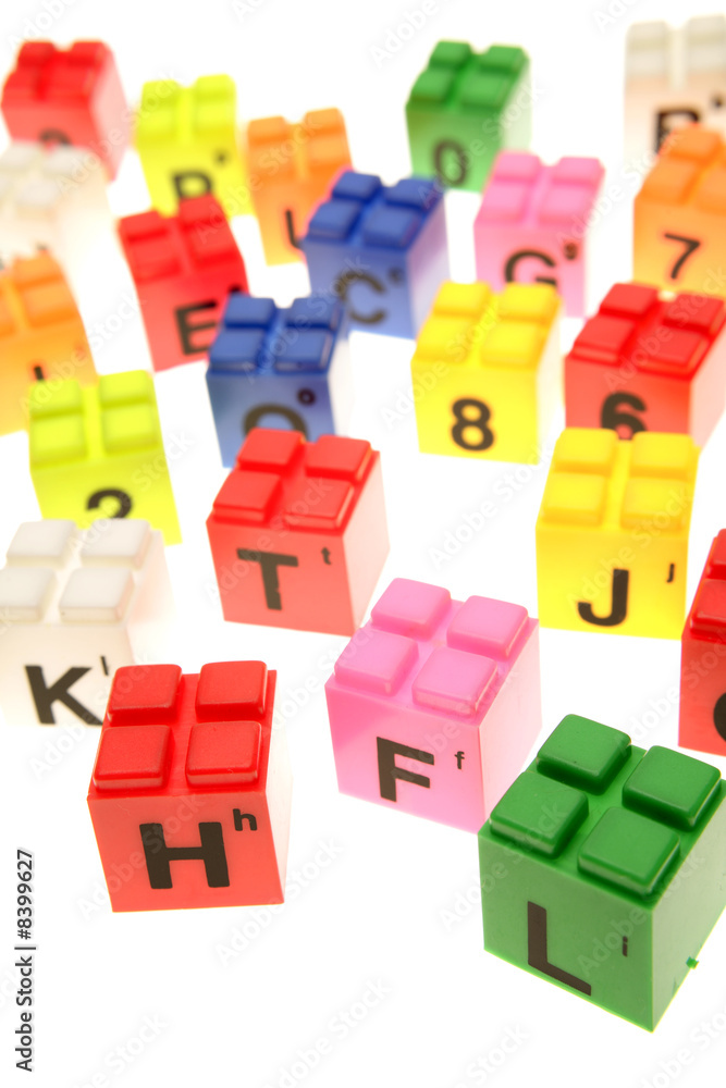 Obraz premium Colorful learning blocks over white