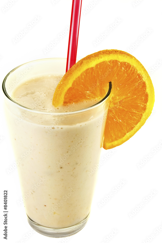 Smoothie beverage with an orange slice Smoothie beverage with an orange slice