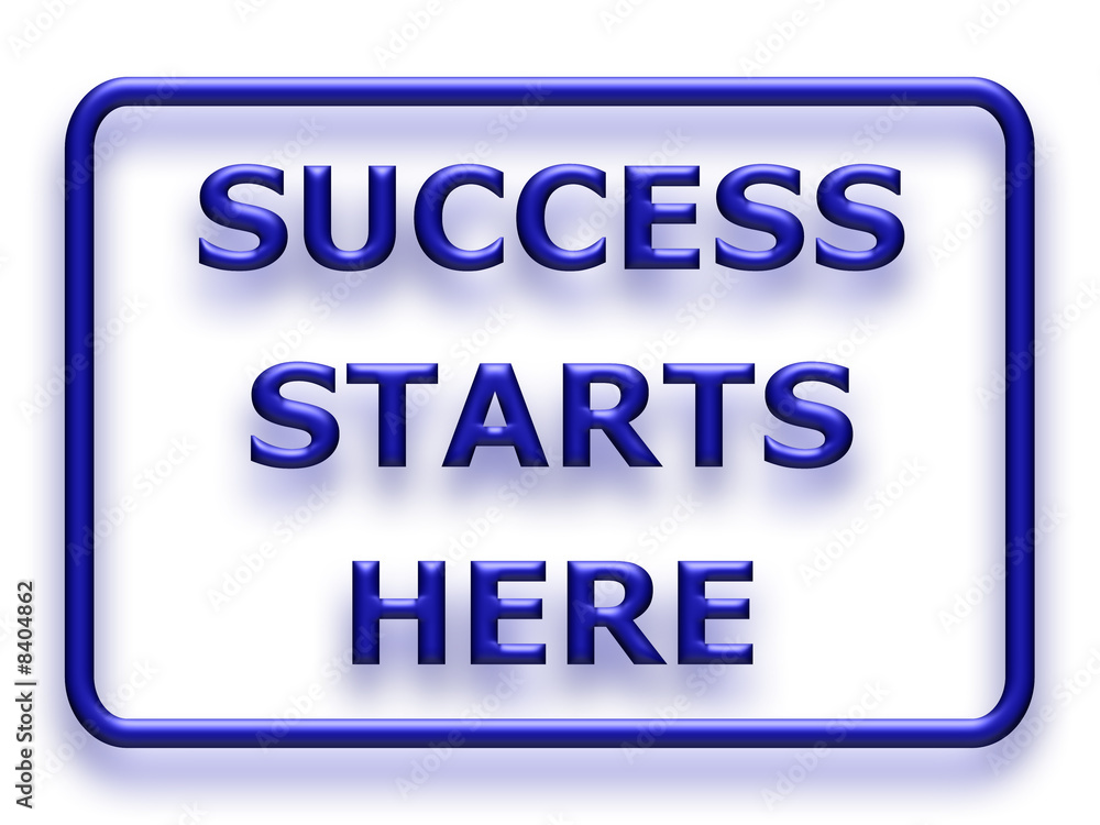 success starts here Schild candy 3D blau