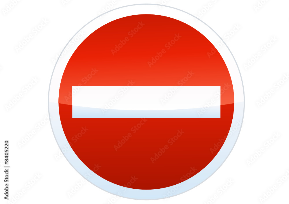 Panneau de sens interdit reflet métal (détouré) Panneau de sens interdit reflet métal (détouré)