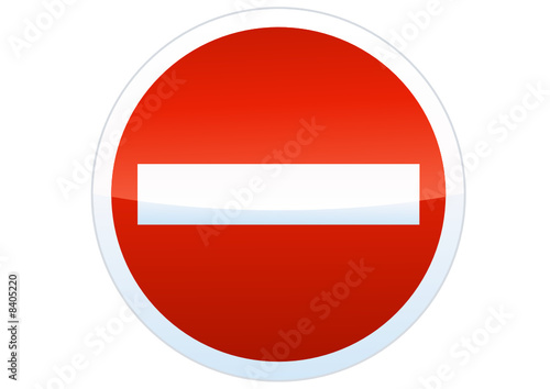 Panneau de sens interdit reflet métal (détouré)