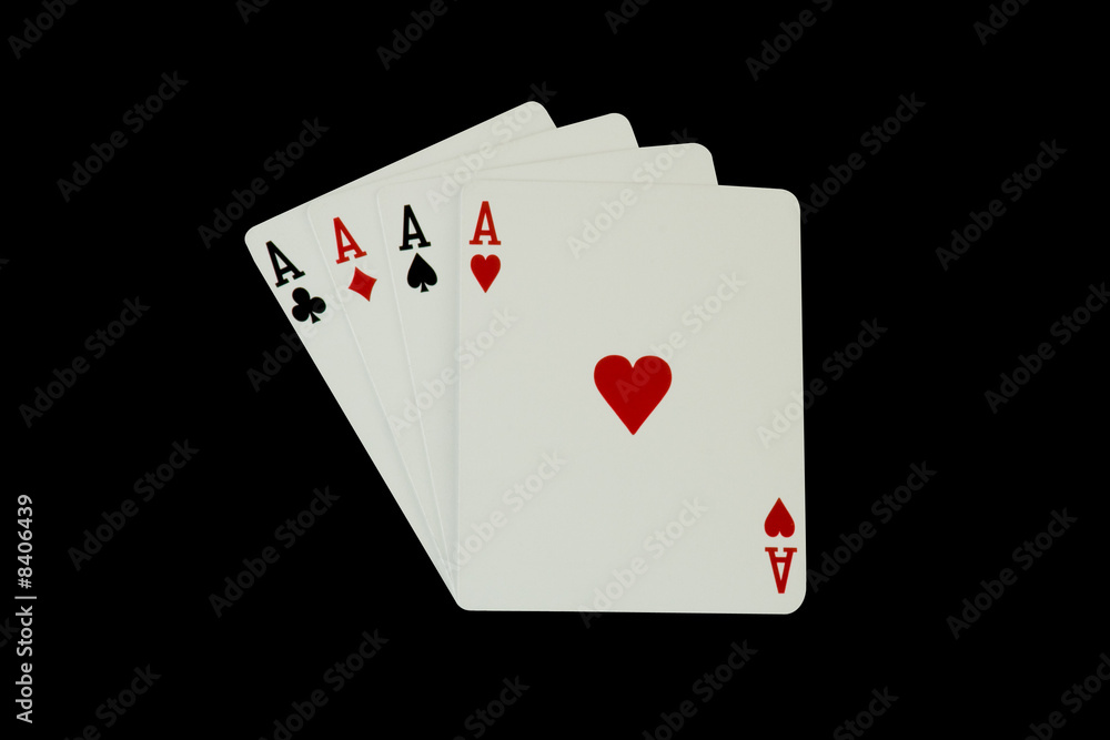Casino Poker Playing Cards - Four Aces, isolated on black
