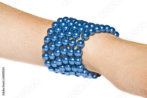 Braccialetto azzurro di perle (Collana arrotolata)