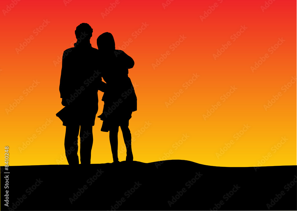 sunset silhouette of a couple