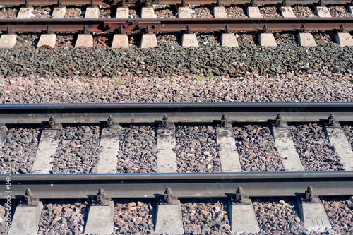 fragment of metal railings and concrete crossties