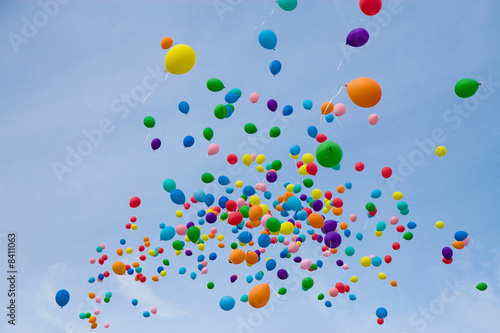 colored balloons on sky